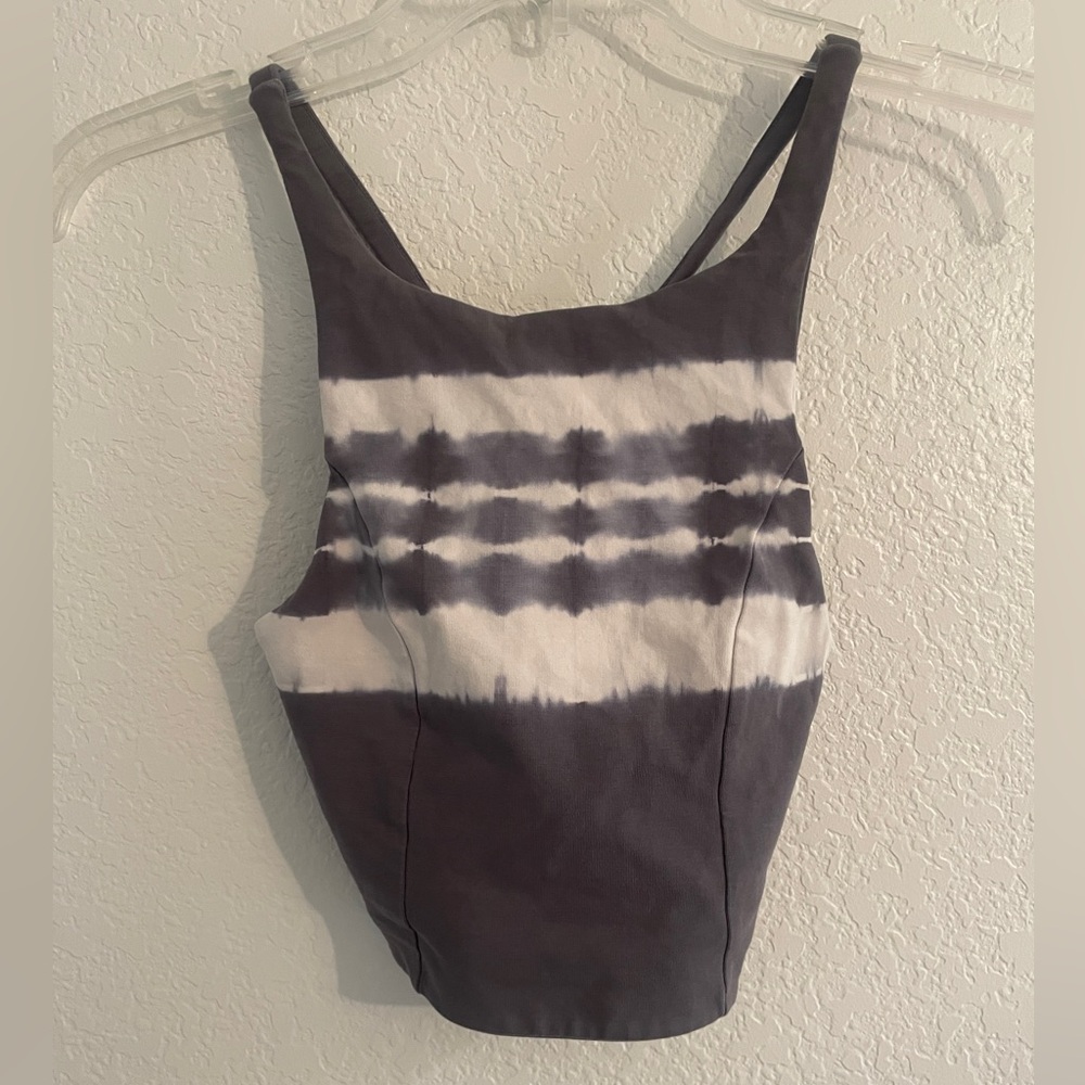 Aerie cross back grey and white sports bra size XS